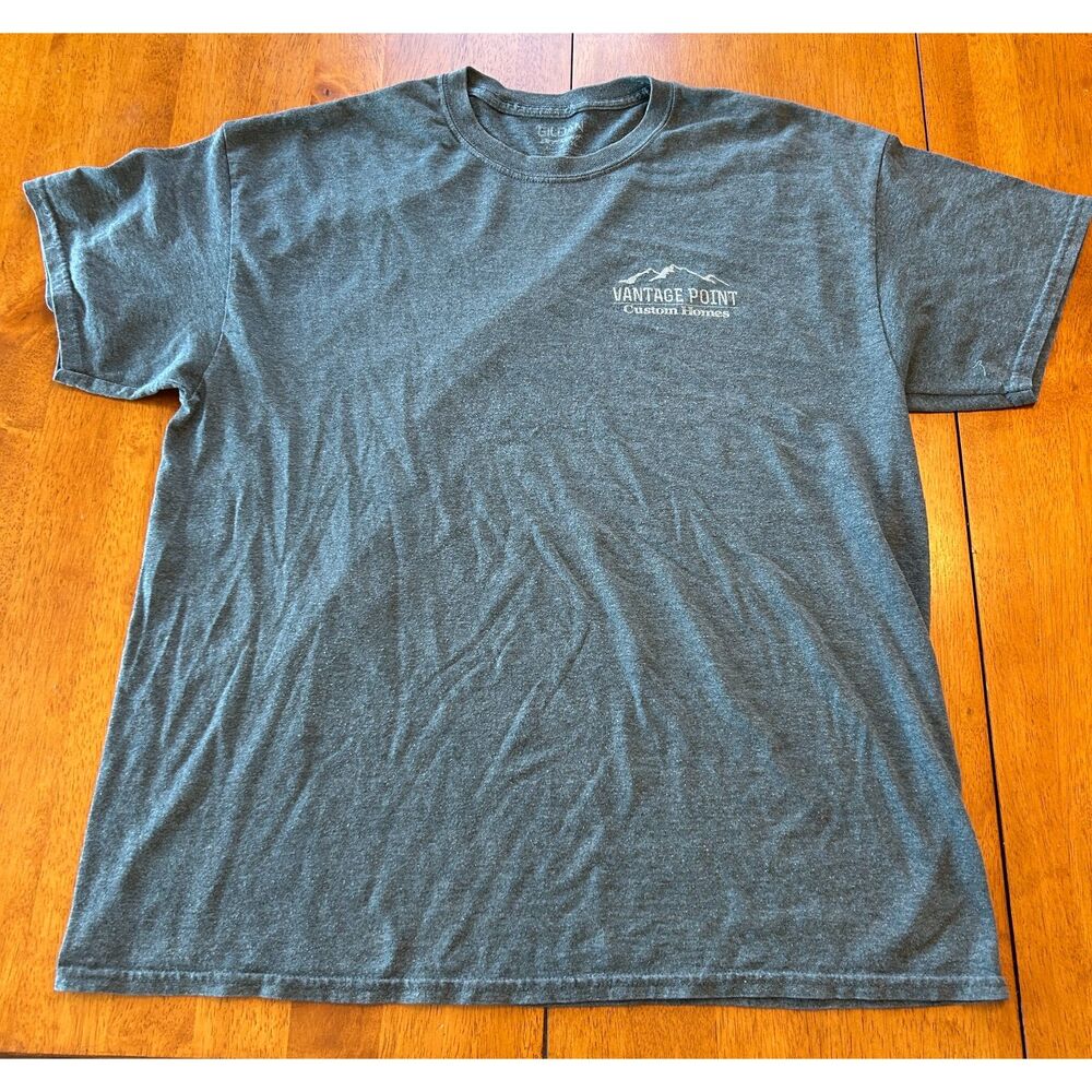 Gildan Vantage Point Custom Homes Gray Graphic T-Shirt XL
